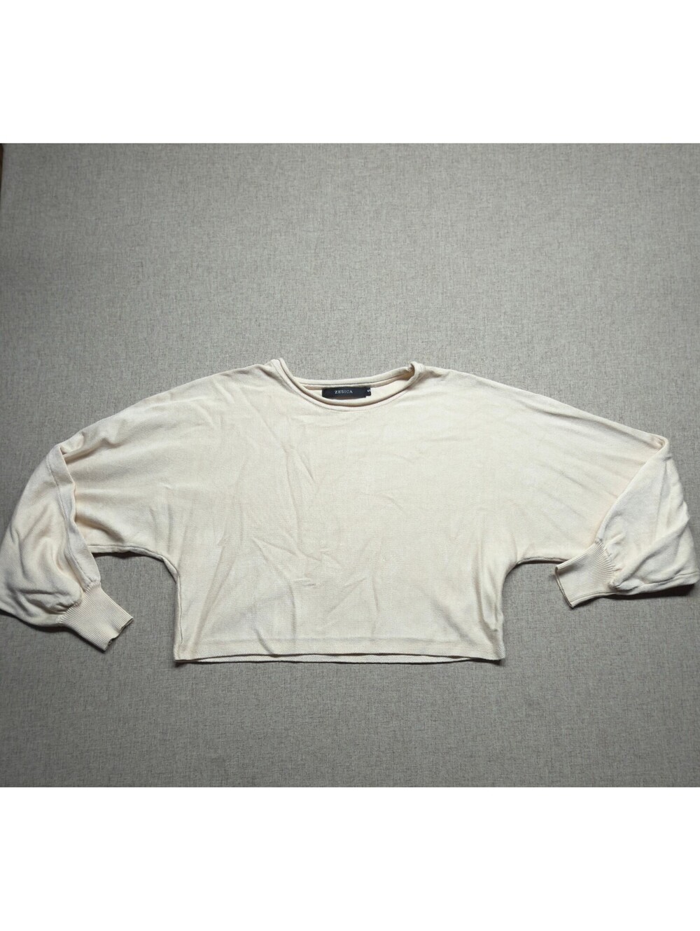 ZESICA Womens Small Cream Knit Cropped Sweater Dolman Batwing Sleeve Pullover